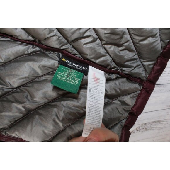 LL Bean Ultralight 850 Down Hooded Coat Three Quarter Length Dark Plum XL - Picture 7 of 12